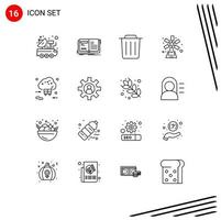 16 Outline concept for Websites Mobile and Apps windmill garden story farming trash Editable Vector Design Elements