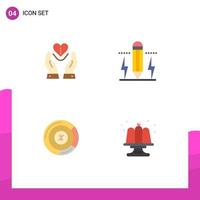 4 Flat Icon concept for Websites Mobile and Apps care light heart drawing persentage Editable Vector Design Elements