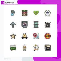Universal Icon Symbols Group of 16 Modern Flat Color Filled Lines of building online network banking love Editable Creative Vector Design Elements