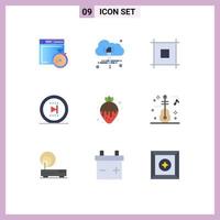 9 Universal Flat Color Signs Symbols of strawberry fondue food page dessert online Editable Vector Design Elements
