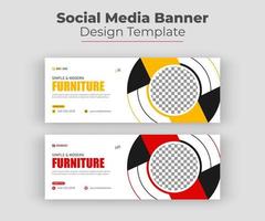 Furniture Facebook cover page template design vector