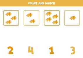 Counting game for kids. Count all triceraptors and match with numbers. Worksheet for children. vector