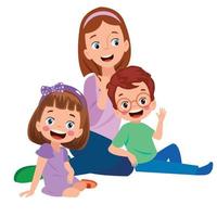 mother and cute kids happy family vector