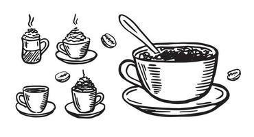 Cup of coffee, hand drawn style illustrations, vector. vector