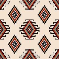 Colorful ethnic geometric pattern. Aztec Kilim geometric diamond square seamless pattern on white cream background. Use for fabric, textile, home decoration elements, upholstery, wrapping. vector