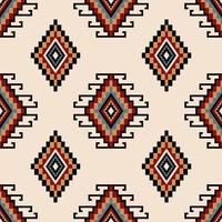 patrón geométrico étnico colorido. kilim azteca diamante geométrico cuadrado patrón sin costuras sobre fondo blanco crema. uso para telas, textiles, elementos de decoración del hogar, tapicería, envoltura. vector