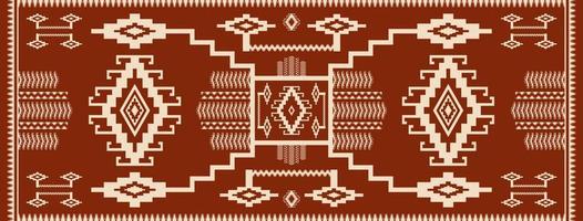Ethnic runner geometric pattern. Brown ethnic southwestern rug. Brown native aztec Kilim geometric style rug. Ethnic geometric pattern use for home decoration or runner decorative elements. vector
