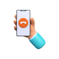 Phone call button on smartphone screen. Human hand holding smartphone with red rejected symbol png