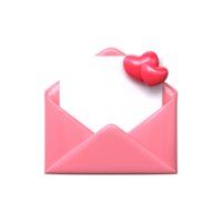ícone de carta de amor. envelope 3d rosa com um coração. png