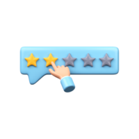 The hand leaves a rating of two stars out of a possible five. 3D render png