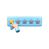 The hand leaves a rating of one star out of a possible five. 3D Render png