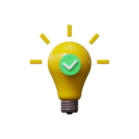 Light bulb with rays shines Idea icon 3d render png