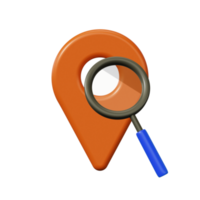 Icon of a red pin with a magnifying glass png