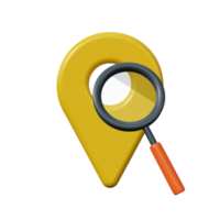 Pin with magnifying glass 3d png