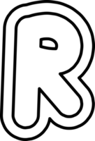 schattig gezwollen zwart en wit brief hand- trek alfabet png