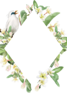 convite de casamento com ilustração de flores de plumeria png