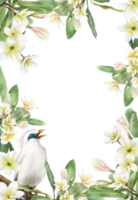 convite de casamento com ilustração de flores de plumeria png