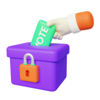 3d illustration of a hand putting ballot into the voting box png