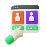 3d mano haciendo voto en línea. render 3d de votación en línea png