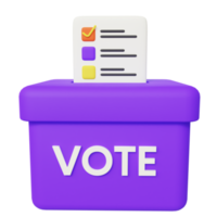 Election box with ballot 3d illustration png