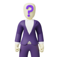 Mystery guest 3d character. Unknown man in formal suit 3d render png