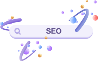 3d-seo-optimierung mit browser für das marketing von social media-konzepten. Schnittstelle für Webanalysestrategie und Forschungsplanung im Hintergrund. 3D-Grafik SEO-Strategie-Vektorsymbol Render-Illustration png