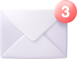 icono de sobre de correo 3d con notificación de nuevo mensaje png