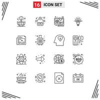 Pack of 16 Modern Outlines Signs and Symbols for Web Print Media such as paper newspaper adaptive business success Editable Vector Design Elements