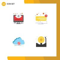 4 User Interface Flat Icon Pack of modern Signs and Symbols of configuration unread options message syncing Editable Vector Design Elements