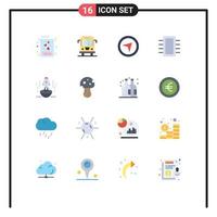 Flat Color Pack of 16 Universal Symbols of rocket hardware direction gadget computers Editable Pack of Creative Vector Design Elements