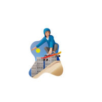 Man riding skateboard 3D character illustration png