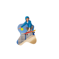 homme, équitation, skateboard, 3d, caractère, illustration png