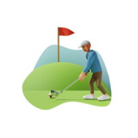 giocando golf 3d personaggio illustrazione png