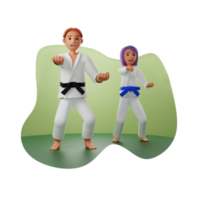 Träning karate 3d karaktär illustration png
