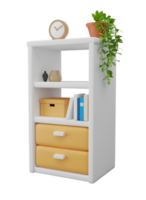 armoire blanche 3d avec décoration. rendu 3d png