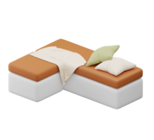 3d sofa met kussen. minimaal meubilair voor de huis. 3d renderen png