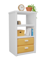 Mueble blanco 3d con decorativo. representación 3d png