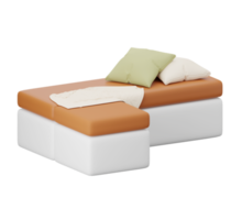 sofá 3d con almohada. muebles mínimos para el hogar. representación 3d png