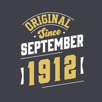 original desde septiembre de 1912. nacido en septiembre de 1912 retro vintage cumpleaños vector