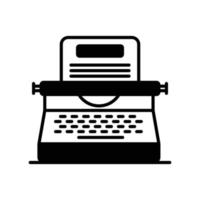 typewriter vector glyph icon style illustration. EPS 10 file