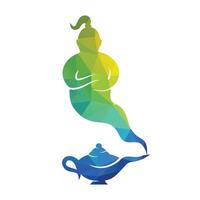 Genie with lamp logo designs vector. Genie and lam logo concept. vector