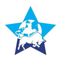 diseño de icono de logotipo de vector de toro de globo. vector de icono de diseño de logotipo de palabra y toro.