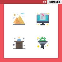 4 Creative Icons Modern Signs and Symbols of mountain desk moon favorite office Editable Vector Design Elements