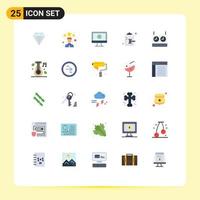 Universal Icon Symbols Group of 25 Modern Flat Colors of clock hammer computer justice clipboard Editable Vector Design Elements