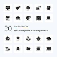 20 Data Management And Data Organization Solid Glyph icon Pack like things iot process computer connection