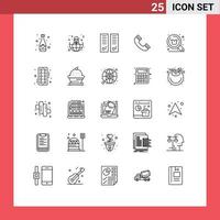 25 User Interface Line Pack of modern Signs and Symbols of buy phone gym locker interface sport room Editable Vector Design Elements