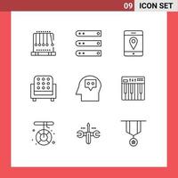 Universal Icon Symbols Group of 9 Modern Outlines of idea sofa server seat furniture Editable Vector Design Elements