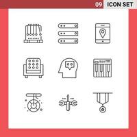 Universal Icon Symbols Group of 9 Modern Outlines of idea sofa server seat furniture Editable Vector Design Elements