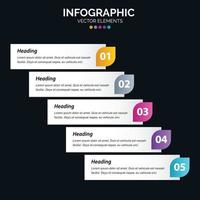 El vector de diseño de infografías de 5 pasos y el marketing se pueden utilizar para el diseño del flujo de trabajo