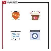 4 Universal Flat Icon Signs Symbols of balls education decoration heart school Editable Vector Design Elements